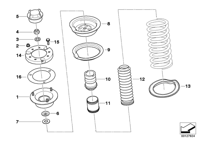 BMW Strut Mount Front Upper Guide Support Bearing