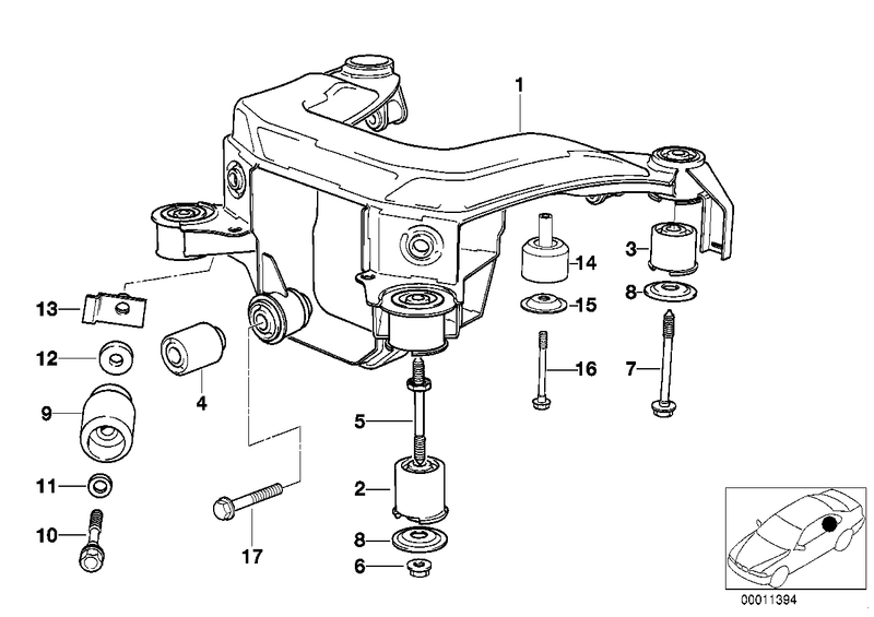 BMW Rear Axle Carrier Rubber Mounting