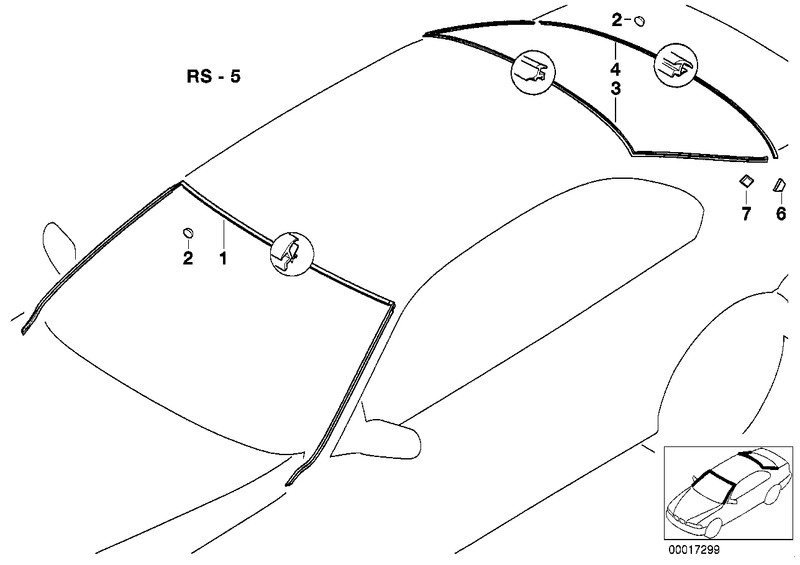 BMW Rear Window Seal Rubber Upper