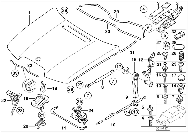 BMW Bonnet Hood Release Handle Bracket