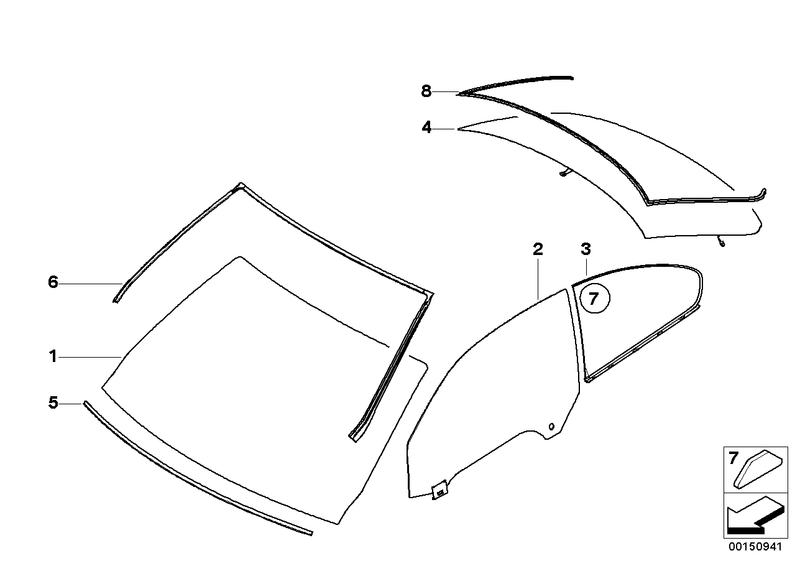 BMW Windscreen Seal Rubber Upper