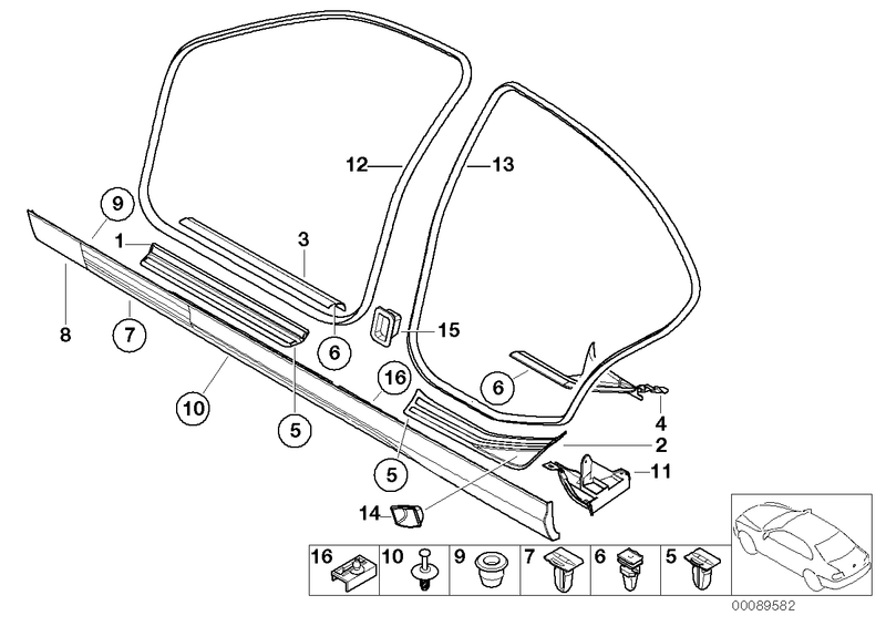 BMW Door Sill Cover Strip Inner Rear