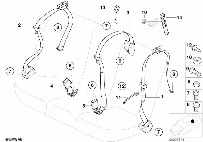 BMW Seat Belt Upper Rear Right