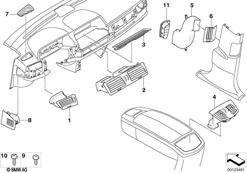 BMW Covering Defroster Nozzle Right