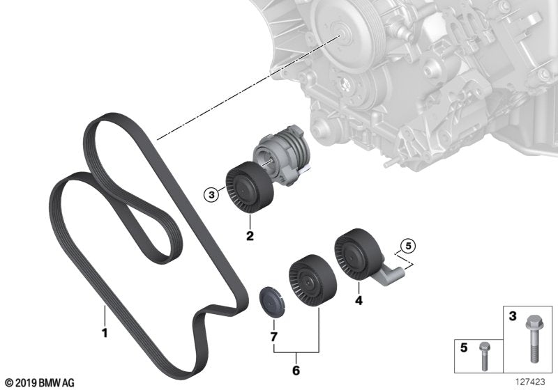 BMW Engine Deflection Guide Pulley V-Ribbed Belt