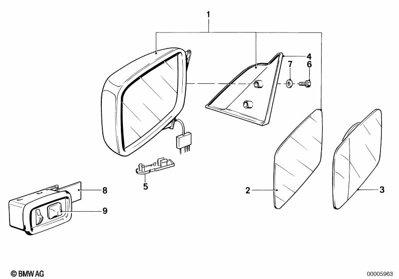 BMW Rear Vision Mirror Glass Stick On