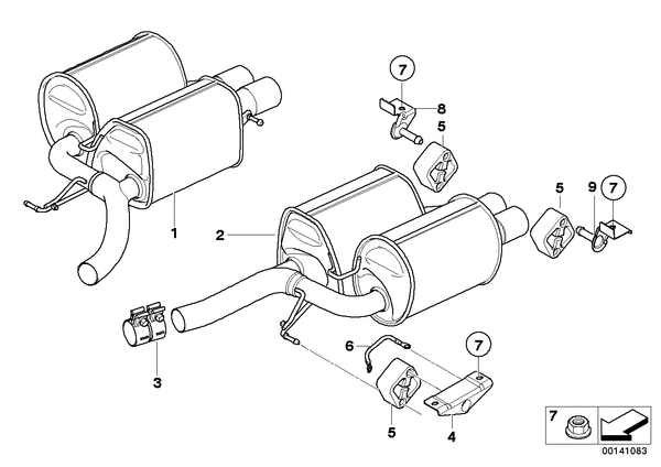 Genuine BMW E60 M5 Exhaust System Rear Silencer