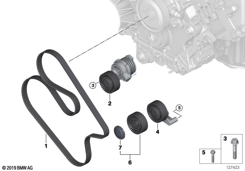 BMW Engine Belt Tensioner V-Ribbed Belt