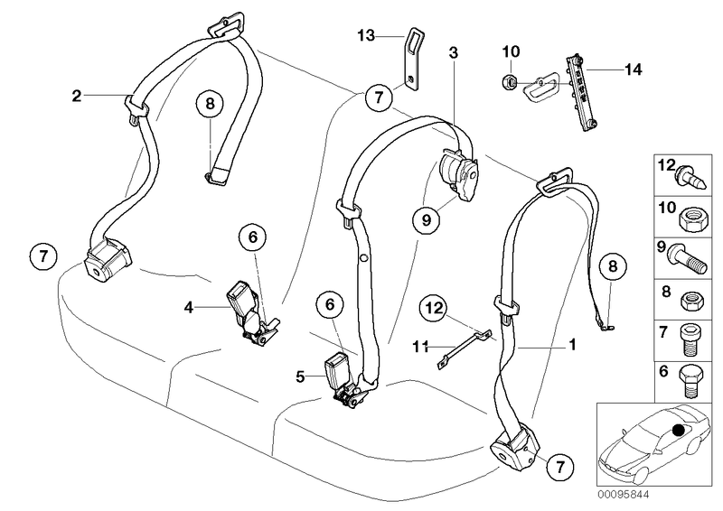 Genuine Safety Belt Adjuster Front and Rear Nut