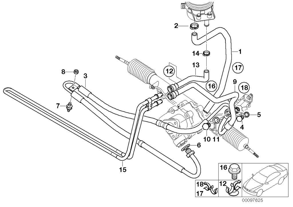 Genuine BMW Power Steering Hydraulic Fluid Return Hose 32416767136