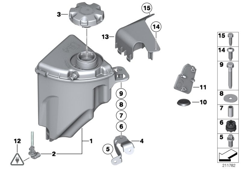 BMW Engine Radiator Coolant Water Expansion Tank